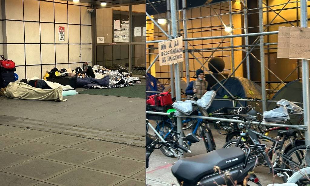 Article image for Migrant men locked out of Midtown hotel after refusing to go to Brooklyn ‘refugee camp’