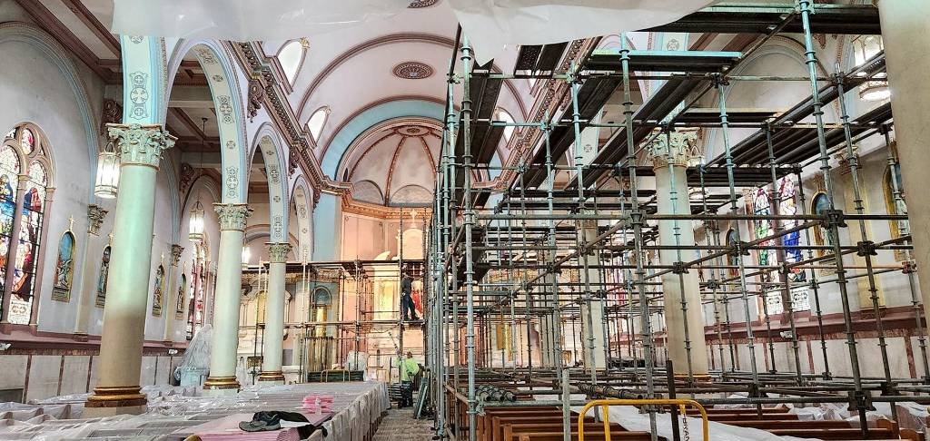 Article image for ‘Labor of love’: Painters use ‘old-world’ techniques to brighten up Cambria City church