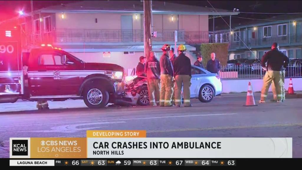 Article image for Car crashes head-on into parked ambulance in North Hills