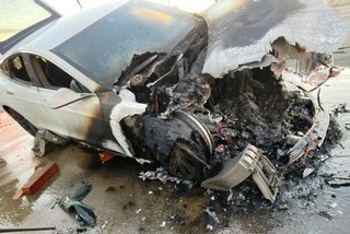 Article image for ‘We could have died’: Driver shares new video of her Tesla catching fire on Highway 50