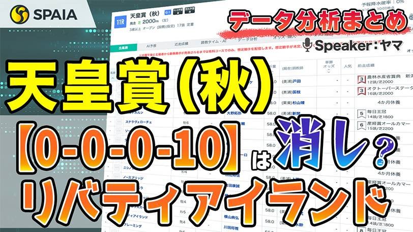 【天皇賞（秋）データ分析】2つの複勝率0%データにリバティアイランド該当　年齢別成績などデータで徹底分析【動画あり】